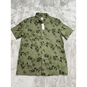 Gap Kids Shirt Boys 12 XL Green Botanical Floral Leaf Print Cotton Short Sleeve